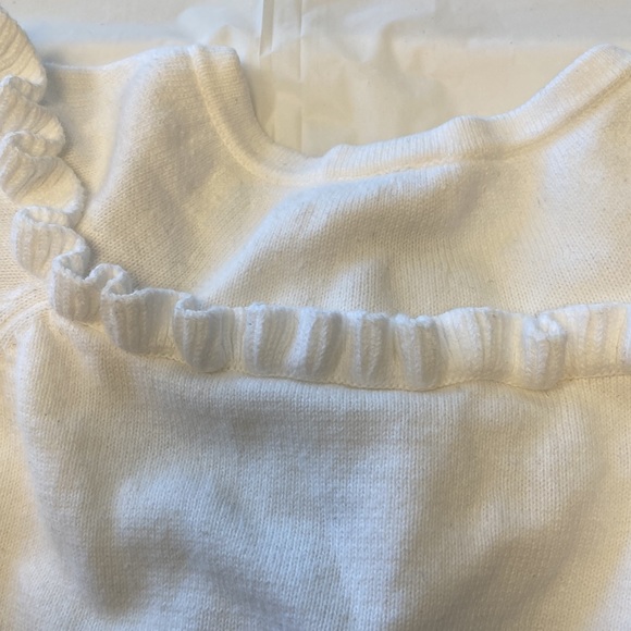Darling little girls 5T white Cardigan sweater with Ruffles pink flower Gymboree - Picture 6 of 7